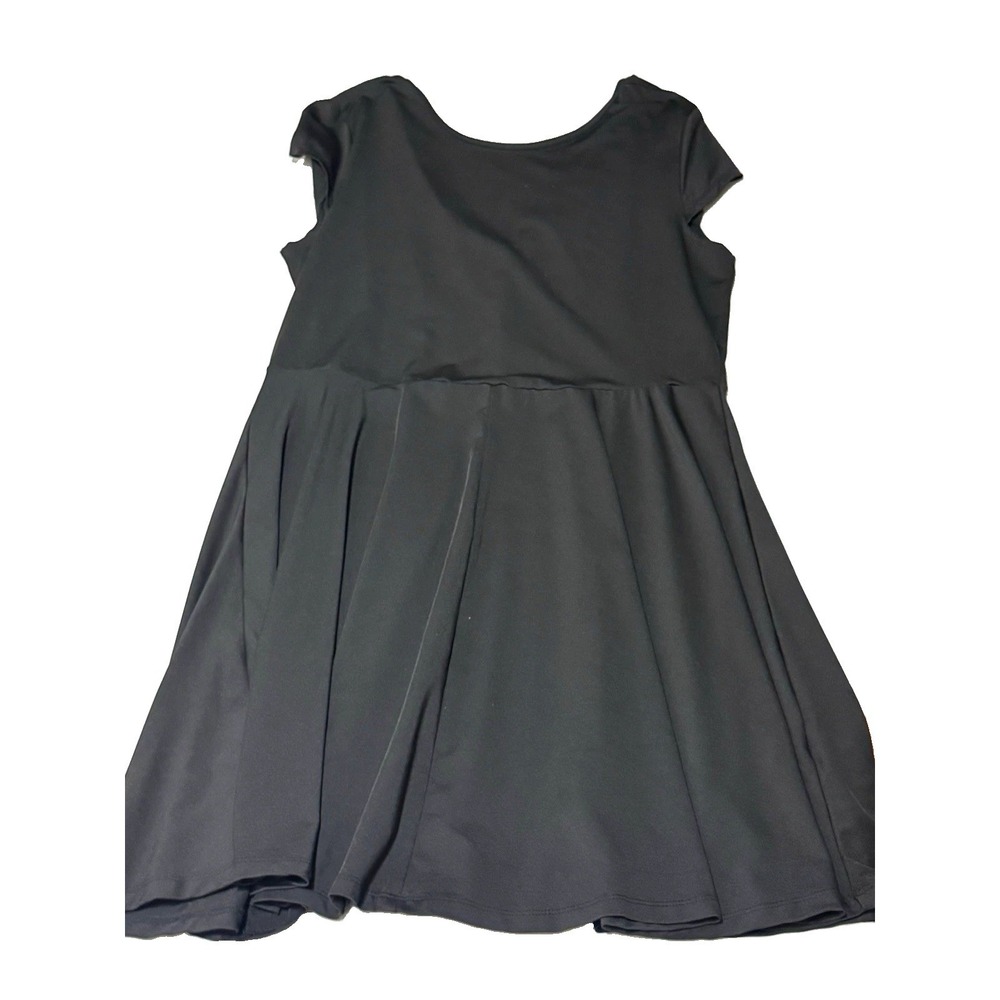 Plus Size 3XL XXXL Black Cap Sleeve V-Neck Skater Dress Fit & Flare